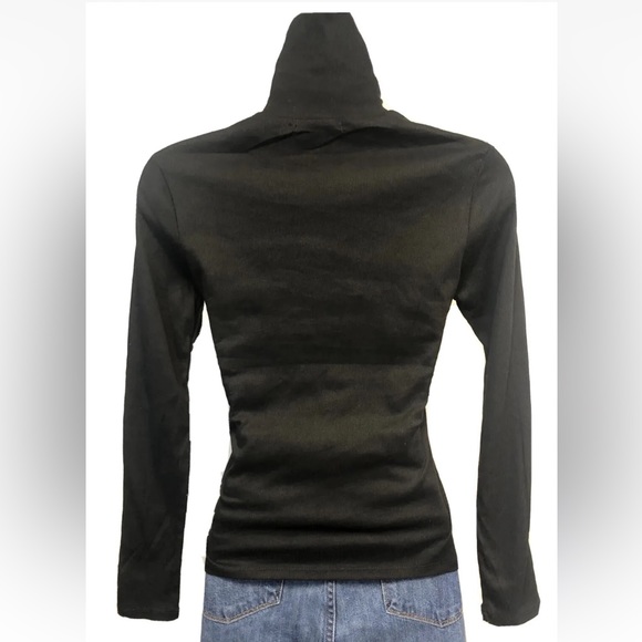 Women’s Active Basic Black Ribbed Fitted Turtleneck Size L - Picture 2 of 5